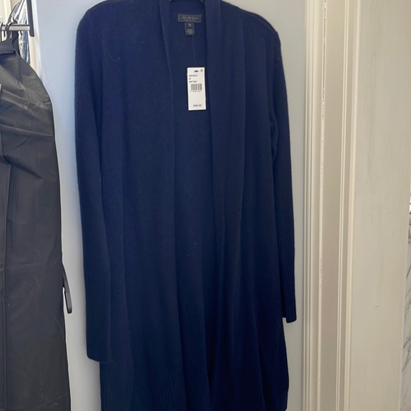 100% cashmere NWT navy duster sweater cardigan